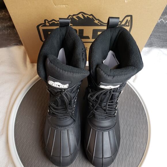 POLAR Winter Snow Boots Men 9 Black Waterproof Duck Nylon Tall Outdoor Rugged - Picture 7 of 11